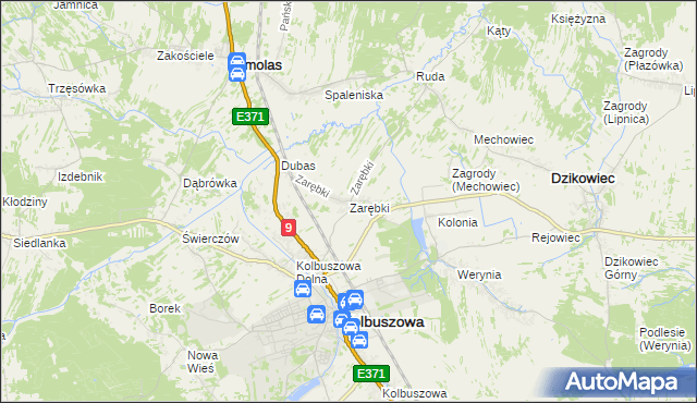 mapa Zarębki gmina Kolbuszowa, Zarębki gmina Kolbuszowa na mapie Targeo