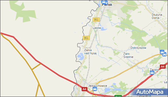 mapa Żarka nad Nysą, Żarka nad Nysą na mapie Targeo