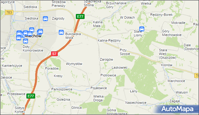 mapa Zarogów, Zarogów na mapie Targeo