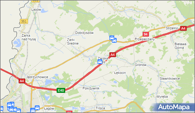 mapa Żarska Wieś, Żarska Wieś na mapie Targeo