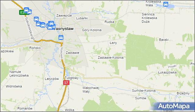 mapa Zastawie-Kolonia, Zastawie-Kolonia na mapie Targeo