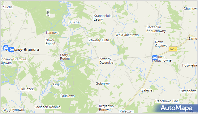 mapa Zawady Dworskie gmina Płoniawy-Bramura, Zawady Dworskie gmina Płoniawy-Bramura na mapie Targeo