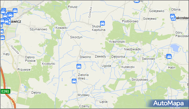 mapa Zawady gmina Rawicz, Zawady gmina Rawicz na mapie Targeo