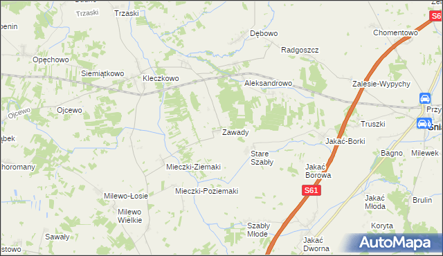 mapa Zawady gmina Troszyn, Zawady gmina Troszyn na mapie Targeo