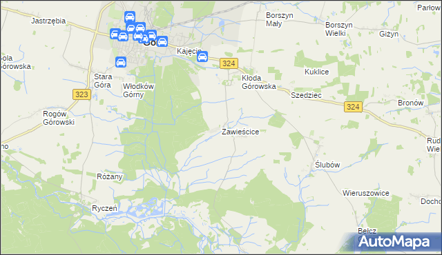 mapa Zawieścice, Zawieścice na mapie Targeo