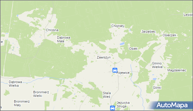 mapa Zawiszyn gmina Rojewo, Zawiszyn gmina Rojewo na mapie Targeo