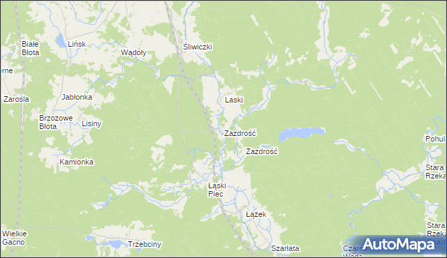 mapa Zazdrość gmina Śliwice, Zazdrość gmina Śliwice na mapie Targeo