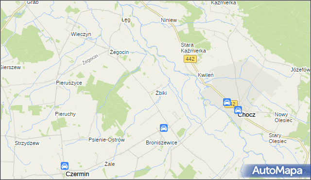 mapa Żbiki gmina Czermin, Żbiki gmina Czermin na mapie Targeo