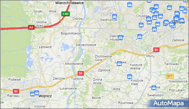 mapa Zbylitowska Góra, Zbylitowska Góra na mapie Targeo