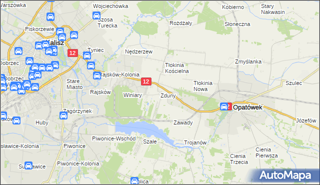 mapa Zduny gmina Opatówek, Zduny gmina Opatówek na mapie Targeo