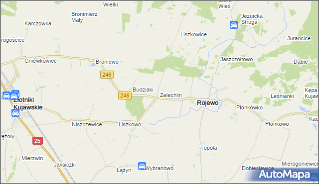 mapa Żelechlin gmina Rojewo, Żelechlin gmina Rojewo na mapie Targeo