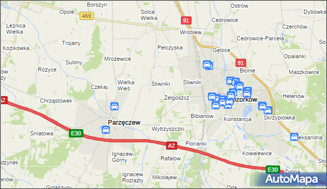 mapa Żelgoszcz, Żelgoszcz na mapie Targeo