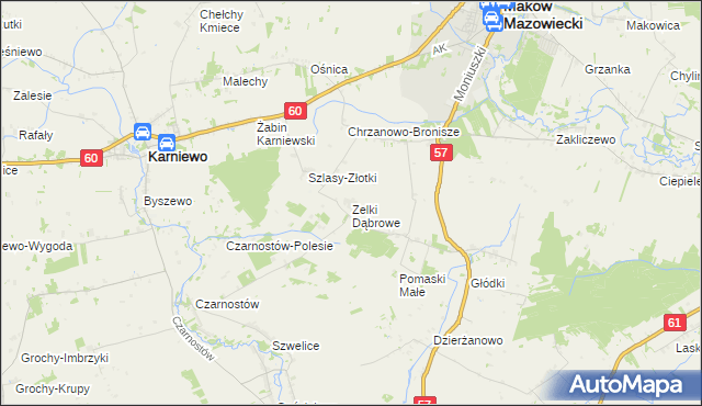 mapa Zelki Dąbrowe, Zelki Dąbrowe na mapie Targeo