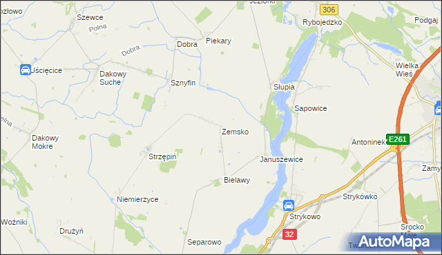 mapa Zemsko gmina Granowo, Zemsko gmina Granowo na mapie Targeo