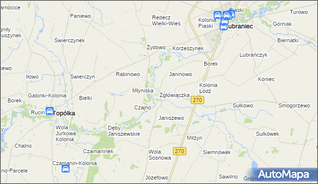 mapa Zgłowiączka, Zgłowiączka na mapie Targeo