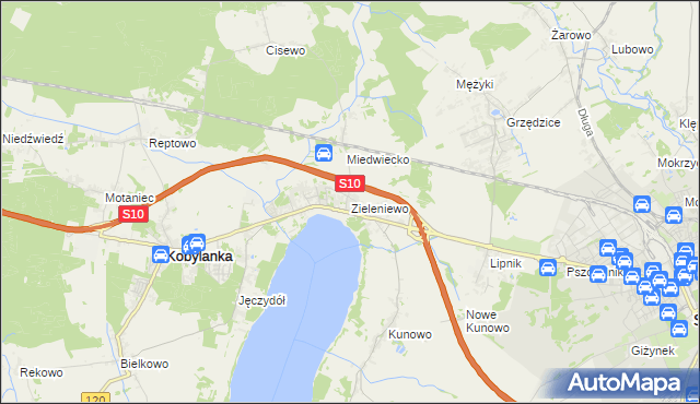 mapa Zieleniewo gmina Kobylanka, Zieleniewo gmina Kobylanka na mapie Targeo