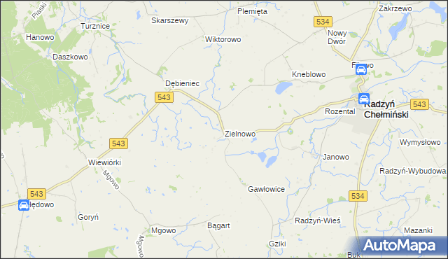 mapa Zielnowo gmina Radzyń Chełmiński, Zielnowo gmina Radzyń Chełmiński na mapie Targeo