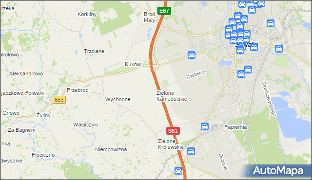 mapa Zielone Kamedulskie, Zielone Kamedulskie na mapie Targeo