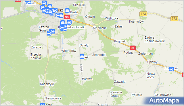 mapa Zimnodół, Zimnodół na mapie Targeo