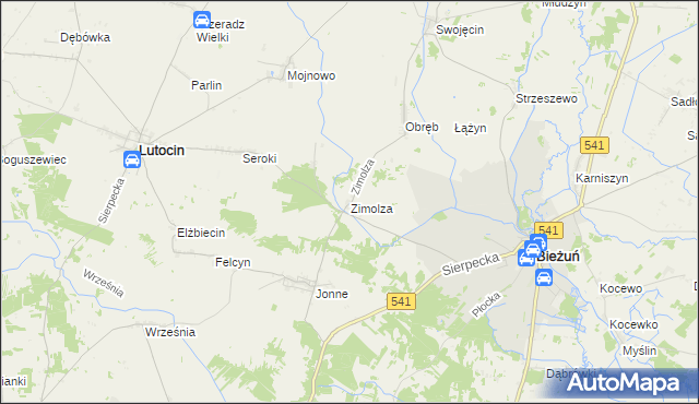 mapa Zimolza, Zimolza na mapie Targeo