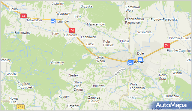 mapa Złota Woda, Złota Woda na mapie Targeo