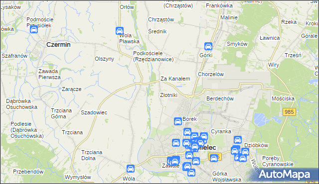 mapa Złotniki gmina Mielec, Złotniki gmina Mielec na mapie Targeo