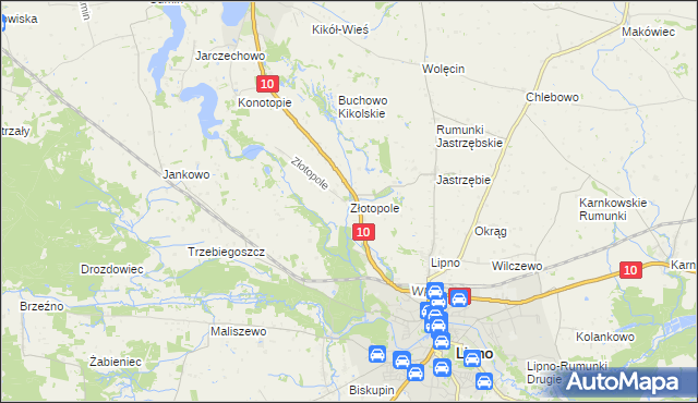 mapa Złotopole gmina Lipno, Złotopole gmina Lipno na mapie Targeo