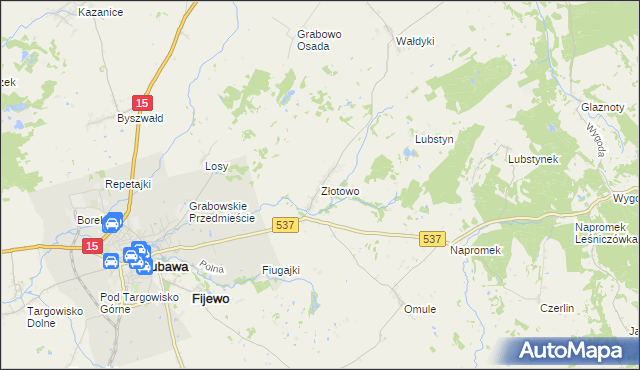 mapa Złotowo gmina Lubawa, Złotowo gmina Lubawa na mapie Targeo