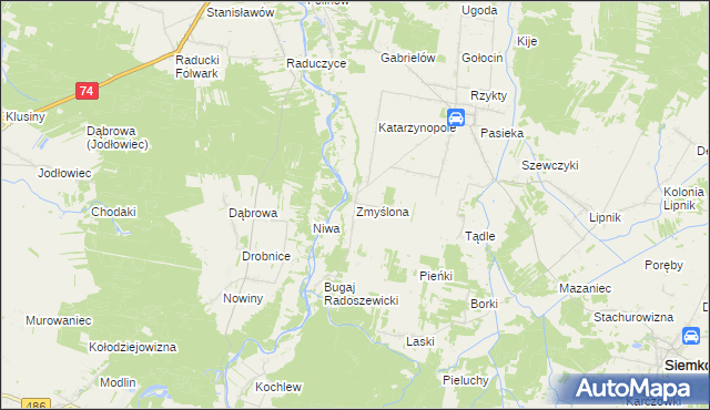 mapa Zmyślona gmina Siemkowice, Zmyślona gmina Siemkowice na mapie Targeo