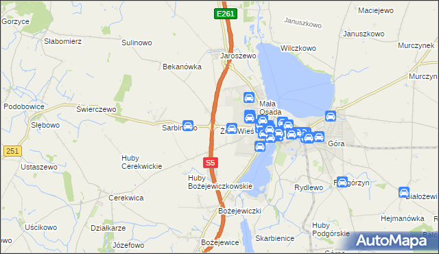 mapa Żnin-Wieś, Żnin-Wieś na mapie Targeo