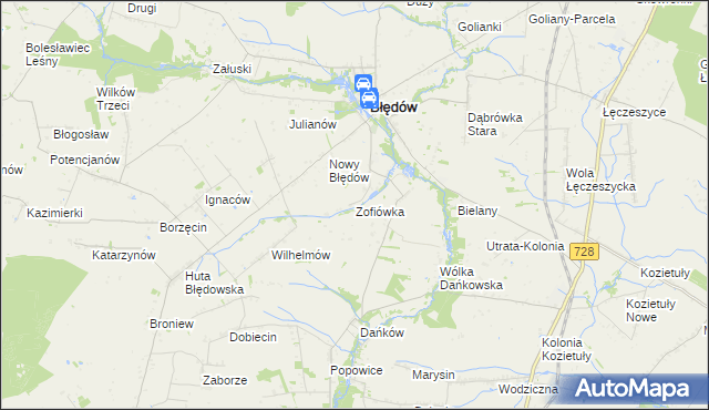 mapa Zofiówka gmina Błędów, Zofiówka gmina Błędów na mapie Targeo