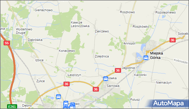 mapa Żołędnica, Żołędnica na mapie Targeo
