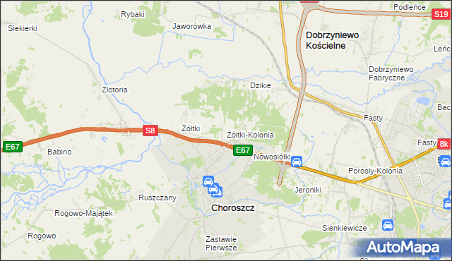 mapa Żółtki-Kolonia, Żółtki-Kolonia na mapie Targeo