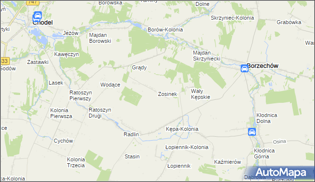 mapa Zosinek gmina Chodel, Zosinek gmina Chodel na mapie Targeo