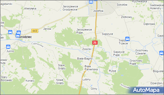 mapa Zosinki, Zosinki na mapie Targeo