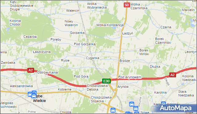 mapa Żuków gmina Mińsk Mazowiecki, Żuków gmina Mińsk Mazowiecki na mapie Targeo