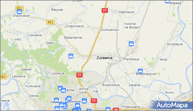 mapa Żurawica powiat przemyski, Żurawica powiat przemyski na mapie Targeo