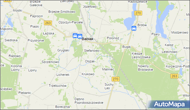 mapa Żurawieniec gmina Babiak, Żurawieniec gmina Babiak na mapie Targeo