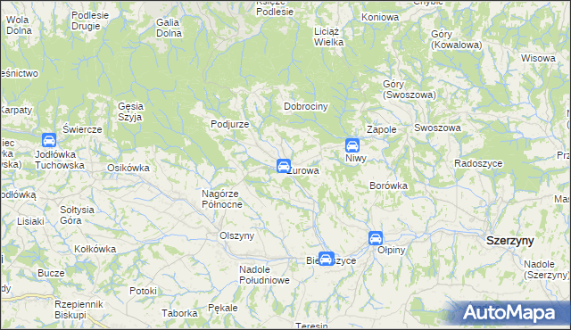 mapa Żurowa, Żurowa na mapie Targeo