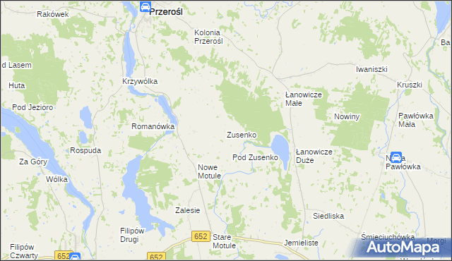 mapa Zusenko, Zusenko na mapie Targeo