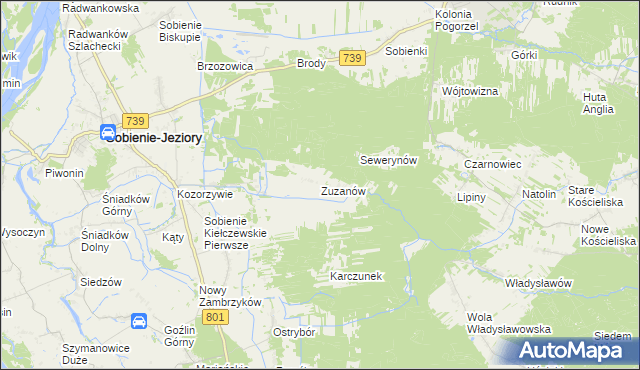 mapa Zuzanów, Zuzanów na mapie Targeo