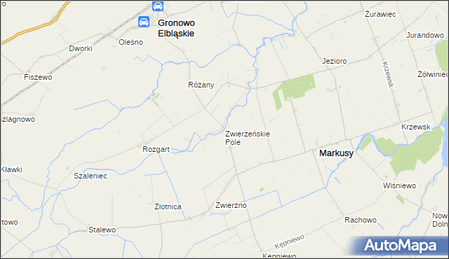 mapa Zwierzeńskie Pole, Zwierzeńskie Pole na mapie Targeo