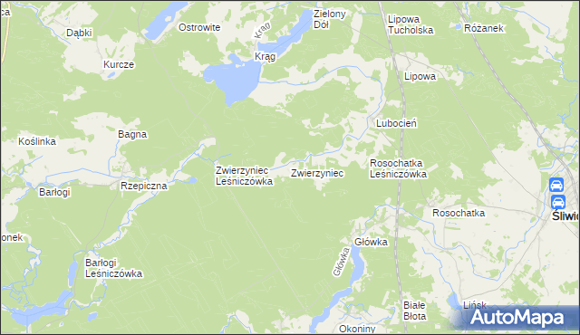 mapa Zwierzyniec gmina Śliwice, Zwierzyniec gmina Śliwice na mapie Targeo