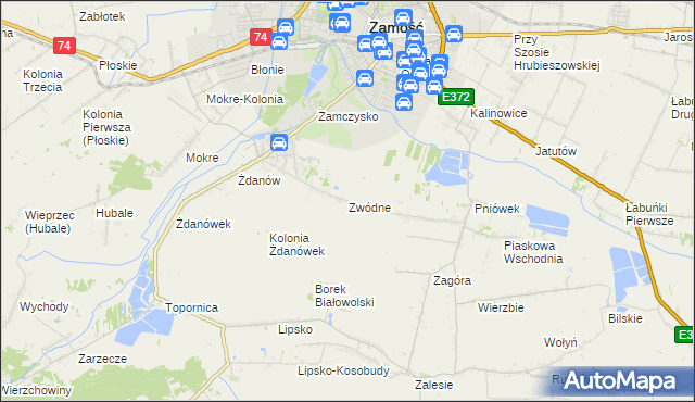 mapa Zwódne, Zwódne na mapie Targeo