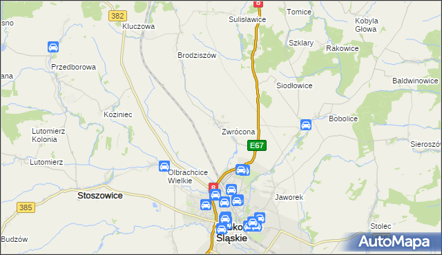 mapa Zwrócona, Zwrócona na mapie Targeo