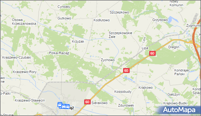 mapa Żychowo, Żychowo na mapie Targeo