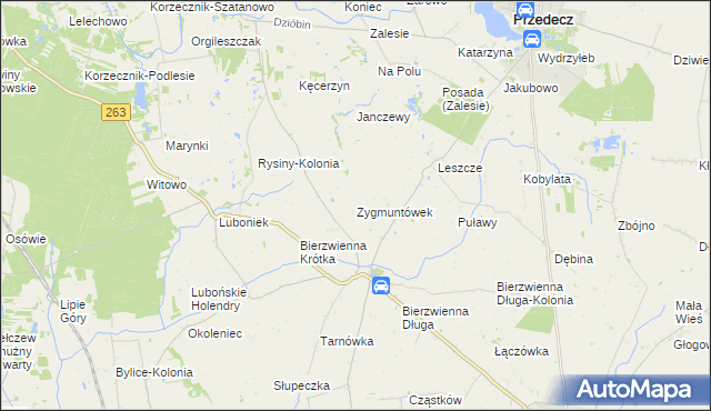 mapa Zygmuntówek gmina Kłodawa, Zygmuntówek gmina Kłodawa na mapie Targeo