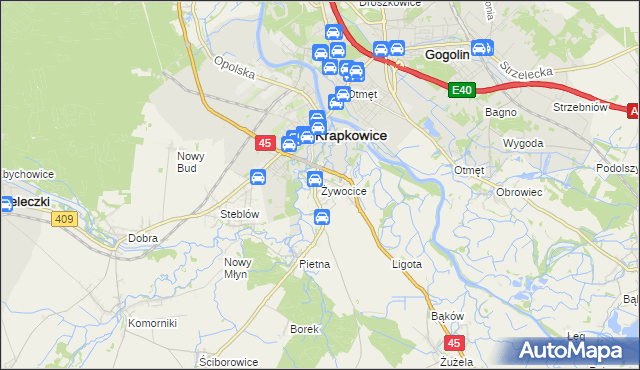 mapa Żywocice, Żywocice na mapie Targeo