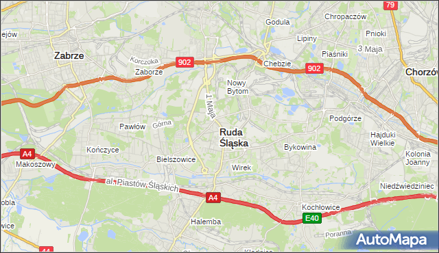 mapa Rudy Śląskiej, Ruda Śląska na mapie Targeo