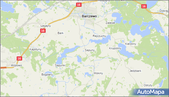 mapa Sapuny, Sapuny na mapie Targeo